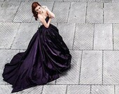 Gothic wedding dress - Dark princess wedding dress - Purple corset wedding dress - Black wedding dress - Victorian - Steampunk - Goth bride