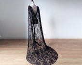 Black wedding dress cape, Black lace cape for halloween wedding, Lace wedding cloak, Gothic bridal cape, Lace cover up cape, Shoulder cloak