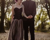 Alternative moody bridal dress, Two piece black wedding dress, Gothic grey and black witchy wedding gown Corseted dark fairytale bridal gown