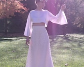 Bohemian hippy wedding dress - Beach wedding gown -Lace skirt - Boho chic crop top -Romantic wedding long skirt