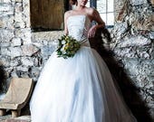 Steampunk wedding dress - Fantasy wedding corset dress - Tulle Long Skirt and Brocade Corset - Fantasy wedding - Gothic wedding