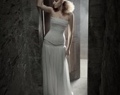 Bohemian wedding dress- Ivory silk satin and lace corset - Wedding corset dress - Boho chic wedding corset dress