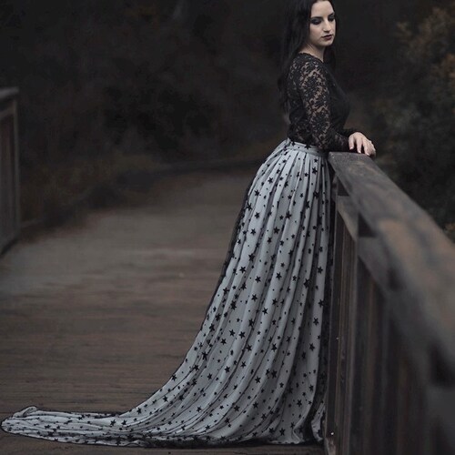 Celestial Wedding Dress Black and White 