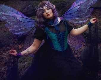 Dark fairytale ball gown, Goth fae costume, Gothic fairy dress, Fantasy masquerade dress, Renfaire cosplay faerie