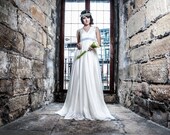 Bohemian wedding dress - Ivory silk chiffon beach wedding dress - Vintage style wedding dress - Romantic modern bride