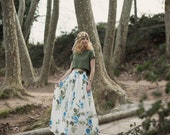 Floral wedding skirt, Bohemian wedding skirt, Floral silk skirt, Boho chic skirt, Hippy wedding, Alternative wedding, Satin bambula skirt