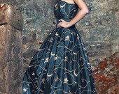 Steampunk wedding dress, Gothic wedding dress, Black and gold wedding dress, Black wedding dress, Gothic ball gown, Wedding corset dress