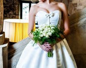 Short wedding dress - Ivory satin corset and skirt - Alternative wedding dress - Modern bride - Wedding corset dress