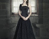 Gothic wedding dress - Black wedding dress - Fantasy Wedding Gown - Tulle long skirt and satin corset - Corset Wedding Dress - Dark princess