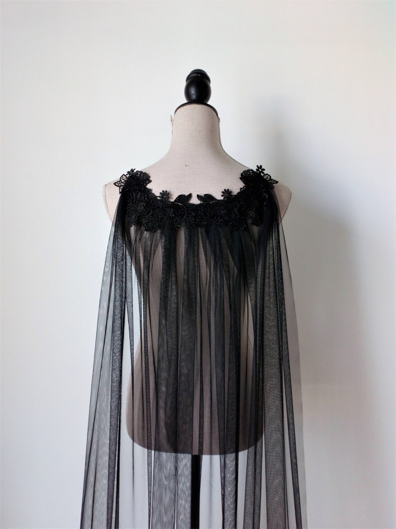 black bridal cape