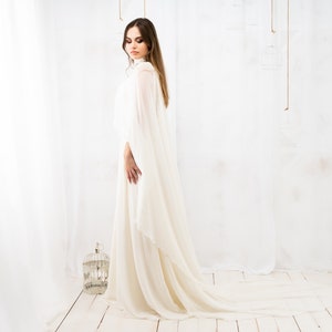 Handmade Ivory Brocade Fairy Queen Gown, Elven Wedding Dress with Cape image 5