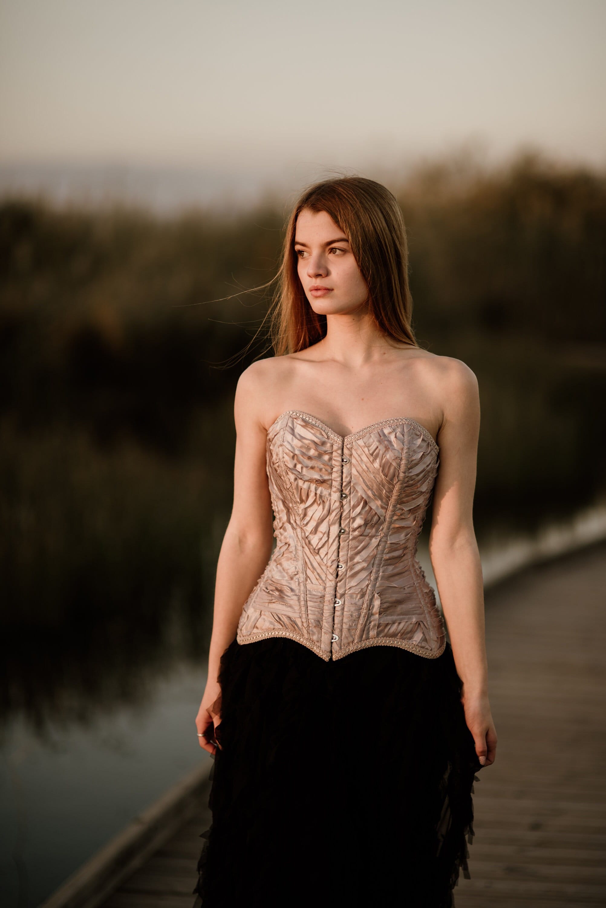 Masquerade Blush Corset, Haute Couture Corset Top, Champagne