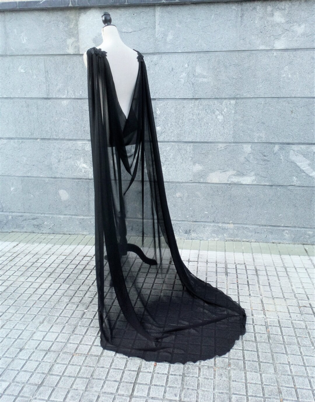 Black Viking Wedding Cape, Elegant Norse Warrior Cape for Woman, Pagan ...