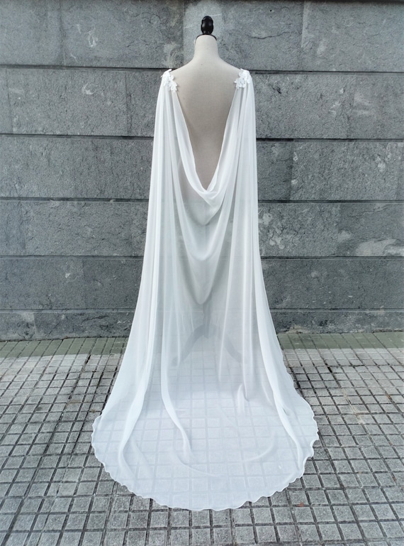 Capa de boda para novias capa de boda vikinga capa de vestido pagano nordico capa larga de gasa capa nupcial blanca natural fuga de fantasia medieval Etsy Espana