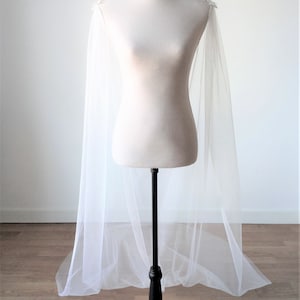 Tulle Infinity Boho Bridal Cape With Lace, Natural White Draped Wedding ...