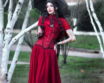 adult burgundy vampire dress Ladyghost Gothic Victorian Maxi Dress