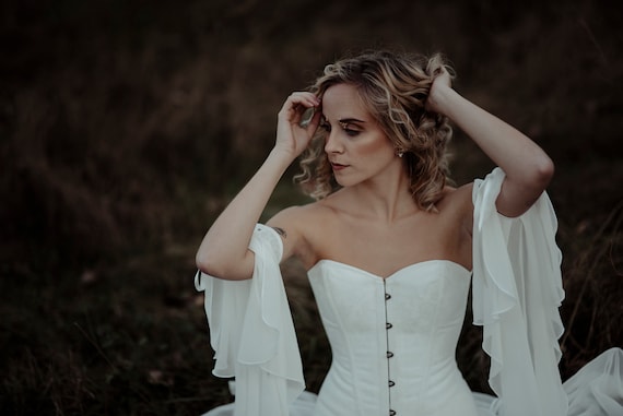 flowy dress with corset Floral Corset Wedding Dress with Bow Accents main image 0