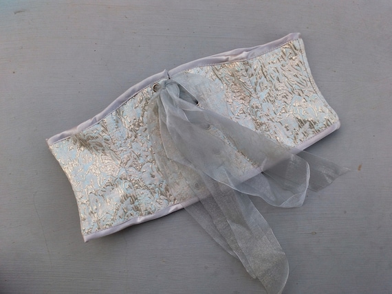 Elven Corset Belt for Wedding Dress, Brocade Waspie Corset Belt