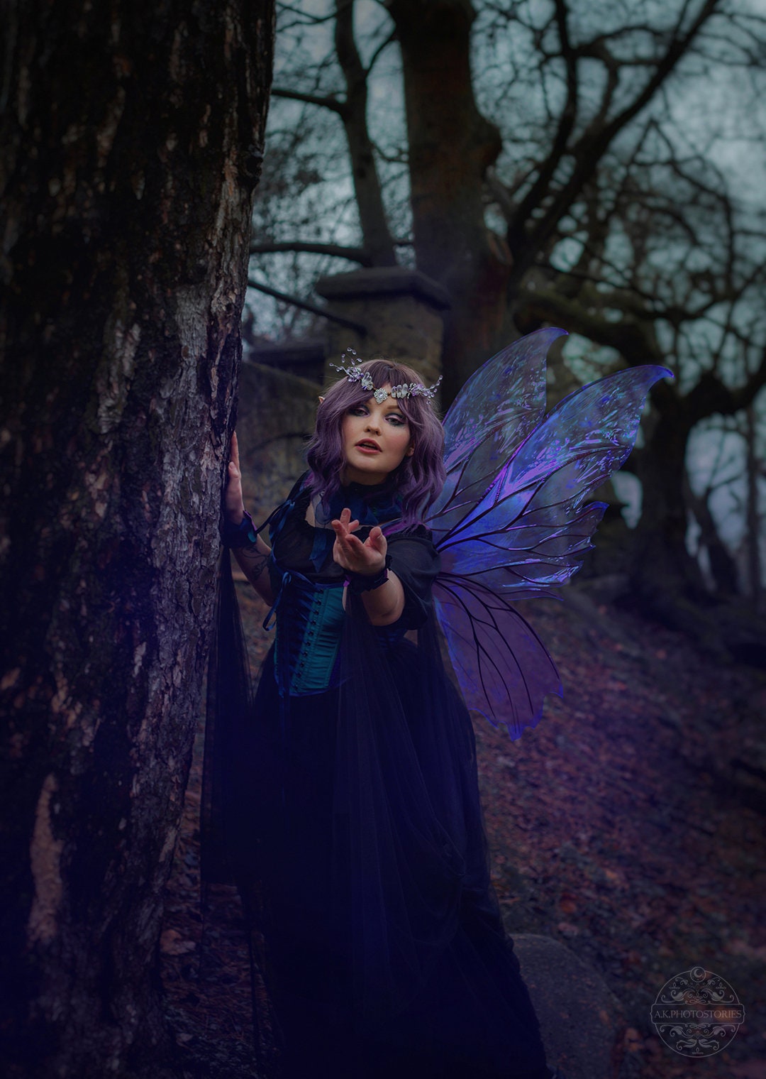 Dark Fairytale Ball Gown, Goth Fae Costume, Gothic Fairy Dress, Fantasy Masquerade Dress, Renfaire Cosplay Faerie