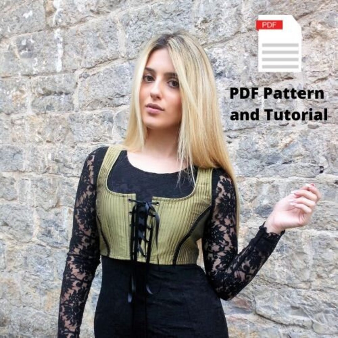Corset Top PDF Sewing Pattern Printable Tutorial Renaissance Bodice ...