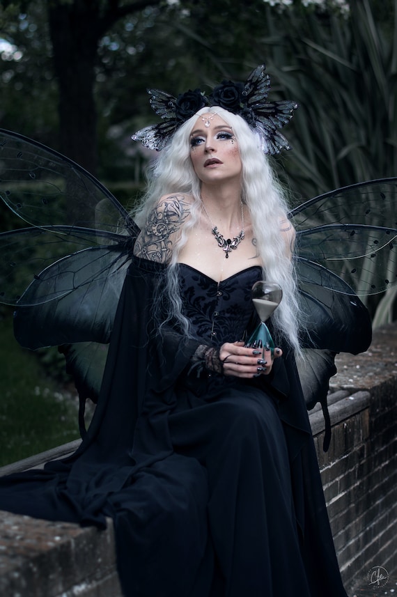 Gothic Black Wedding Dress Ethereal Faerie Bridal Gown Elegant Alternative Bride Attire Etsy Australia