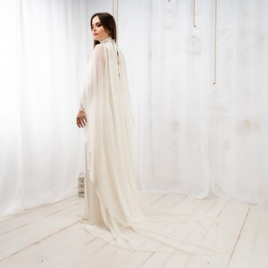 Handmade Ivory Brocade Fairy Queen Gown, Elven Wedding Dress with Cape image 6