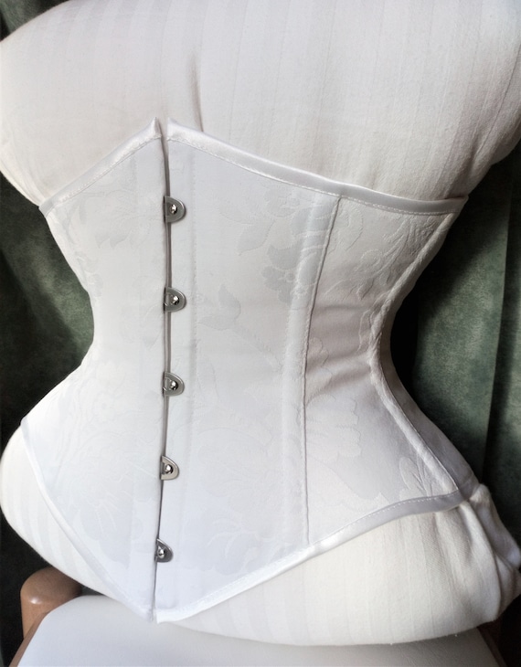 Tight Lacing White Underbust Corset in Victorian Vintage Style