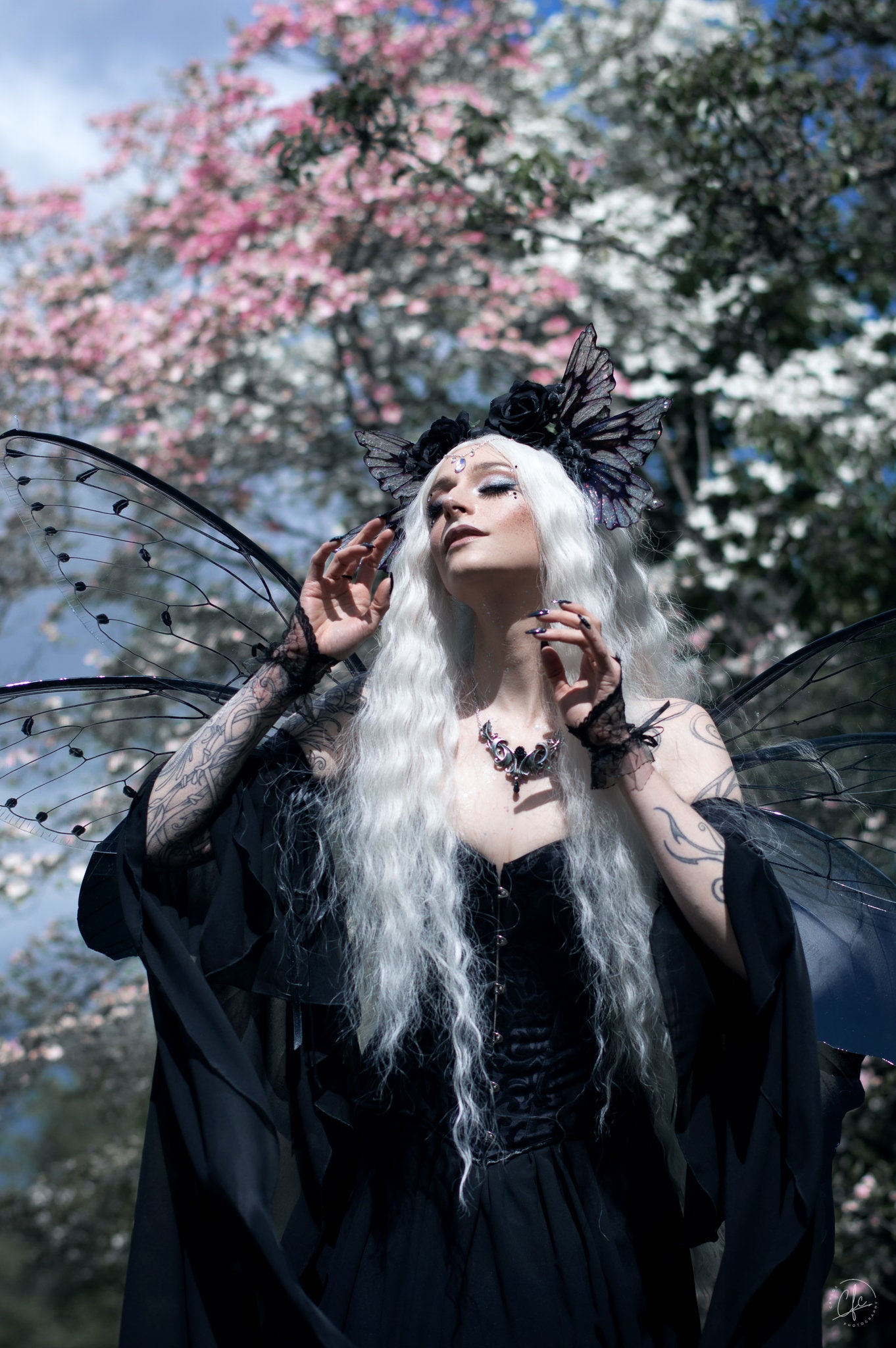 Gothic Black Wedding Dress - Ethereal Faerie Bridal Gown - Elegant Alternative Bride Attire