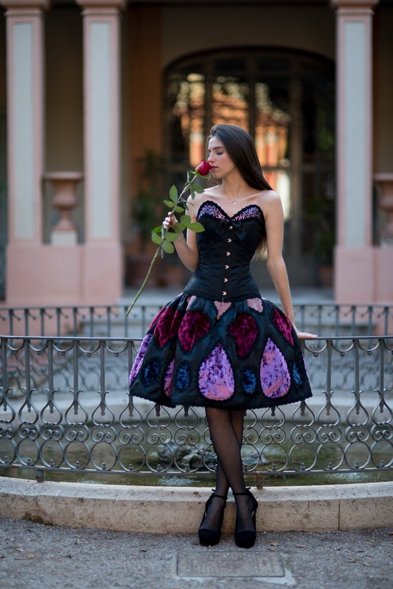 Women Gothic Dress Ruffle Mesh Puff Sleeve Bow Steampunk Cosplay Irregular  | eBay