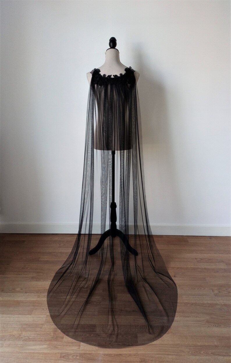 black bridal cape