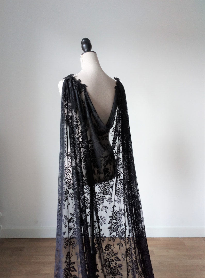 black bridal cape