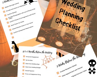 Halloween wedding checklist, Downloadable planning, Wedding planner printable, Gothic bridal to do list, Pdf download bridal organiser