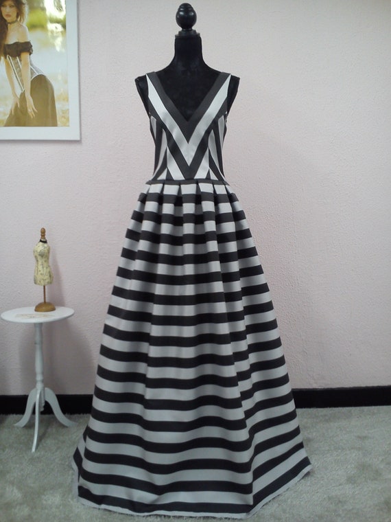 striped ball gown