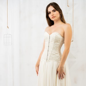Handmade Ivory Brocade Fairy Queen Gown, Elven Wedding Dress with Cape image 9