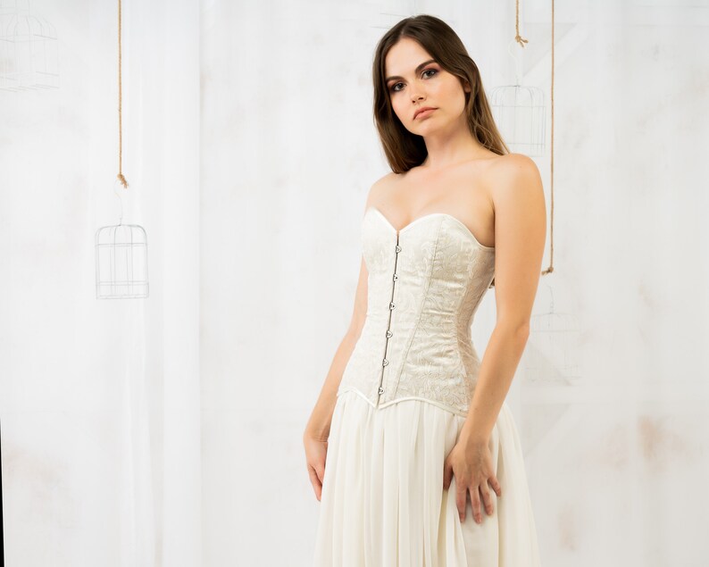 Handmade Ivory Brocade Fairy Queen Gown, Elven Wedding Dress with Cape image 9