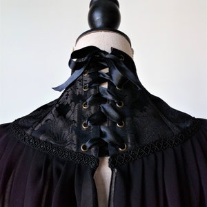 High Neck Black Capelet, Wedding Black Cape, Vampire Costume, Witch Short Cape, Gothic Capelet, Neck Corset Cape, Gothic Cosplay Costume image 8