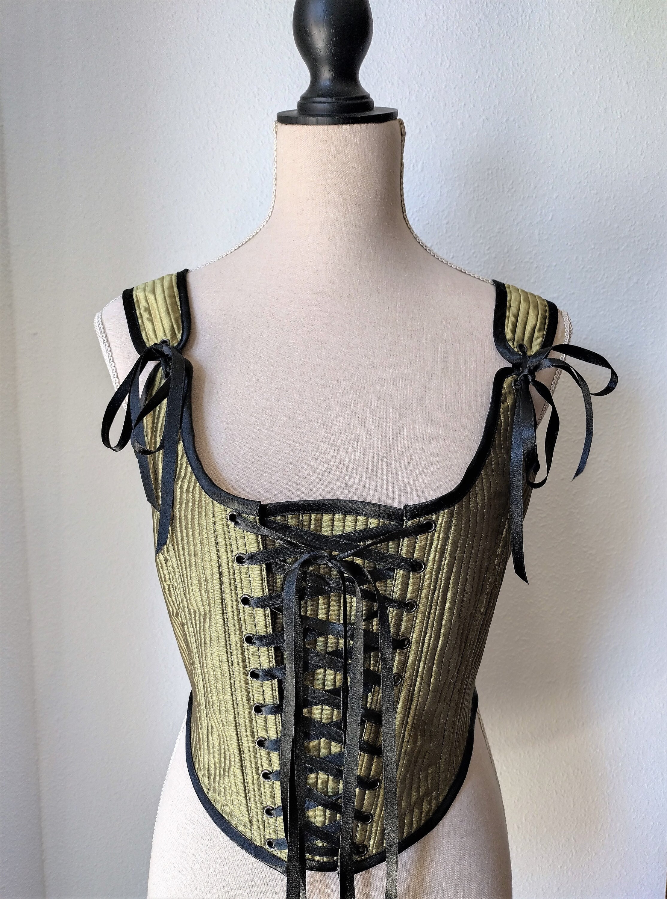 READY TO SHIP Handcrafted Renaissance Style Bodice Corset in Olive