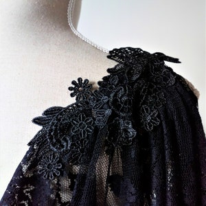 Black Lace Cape, Gothic Black Cape, Lace Wedding Cape, Black Lace Cloak ...
