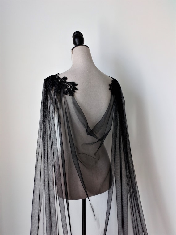 Black Wedding Cloak, Gothic Wedding Cape, Alternative Wedding Cape