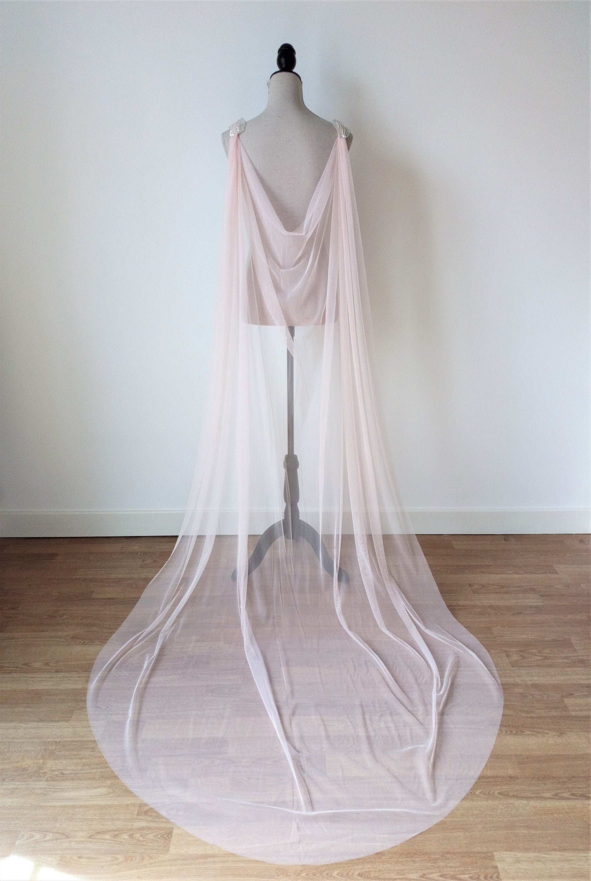 blush wedding cape