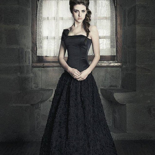 black metallic formal dress Sheer-Waist Long Metallic Lace Prom Dress main image 0