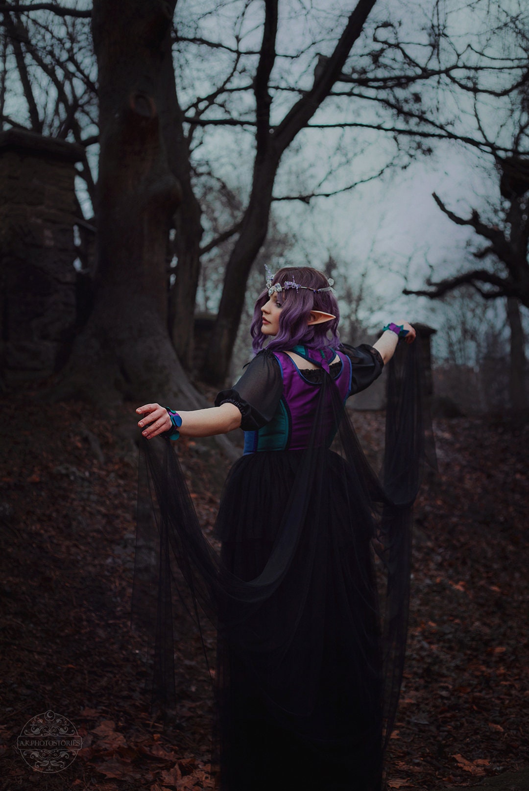 Dark Fairytale Ball Gown, Goth Fae Costume, Gothic Fairy Dress, Fantasy Masquerade Dress, Renfaire Cosplay Faerie