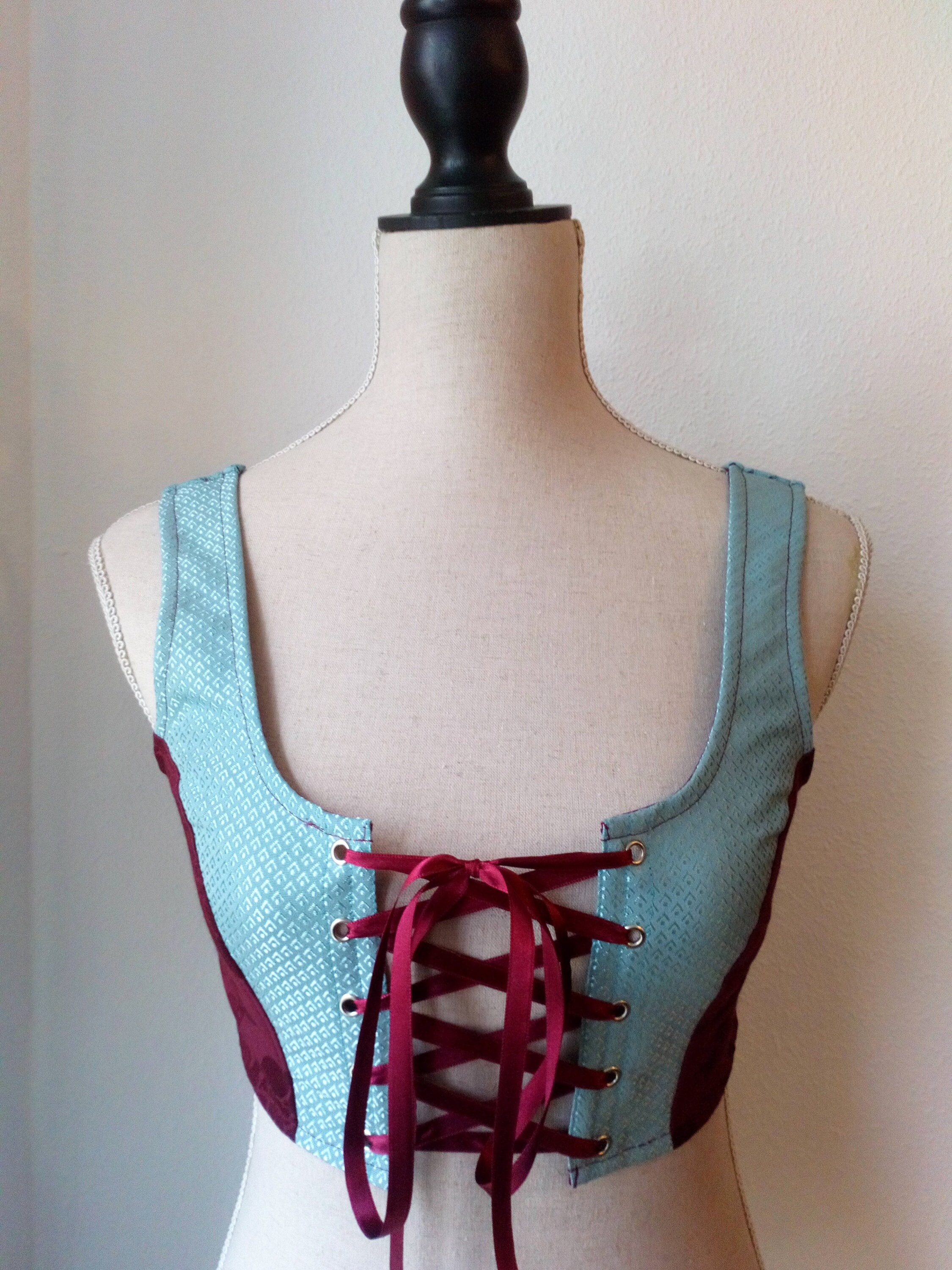 Corset Top Blue Burgundy Lace Up Fantasy Renaissance Bodice Pixie Fairycore Elven Look Festival Outfit Cottagecore Magical Gift Boho Ethnic