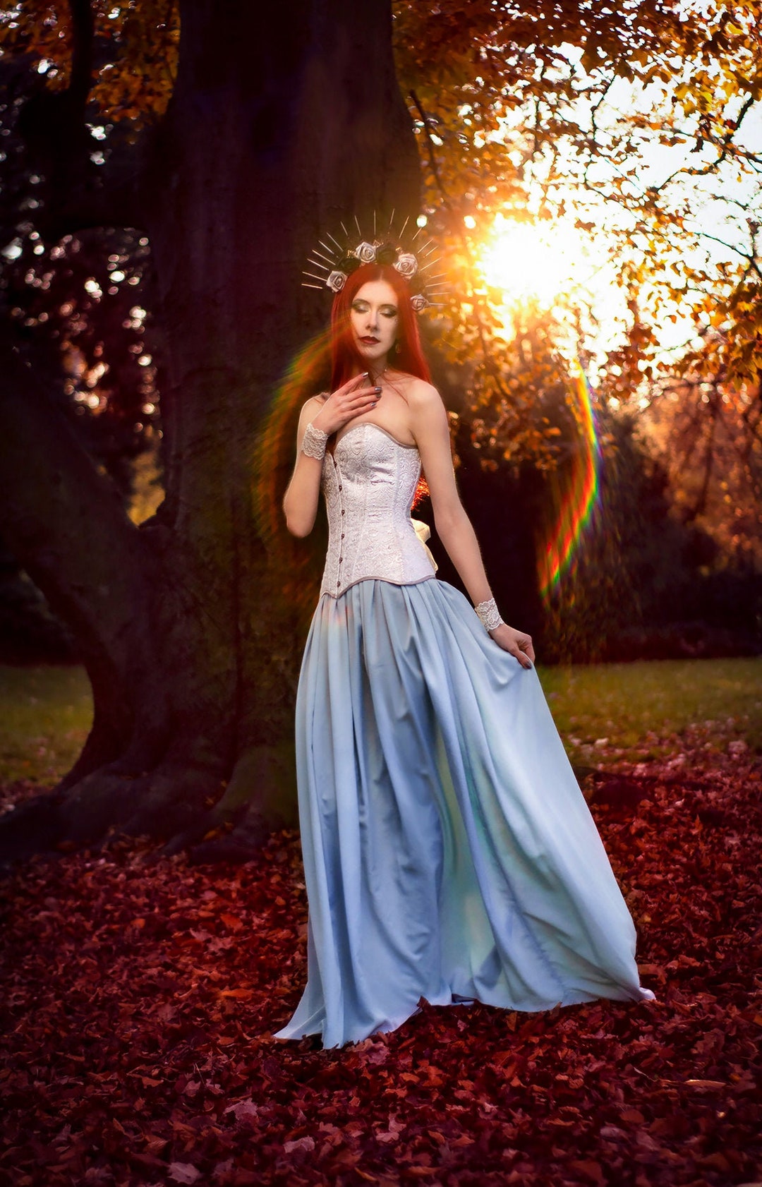 fairy floral wedding dress Renaissance Corset Dress, Medieval Fairy Gown for Women, Cottagecore –  Tunic Costumes main image 0
