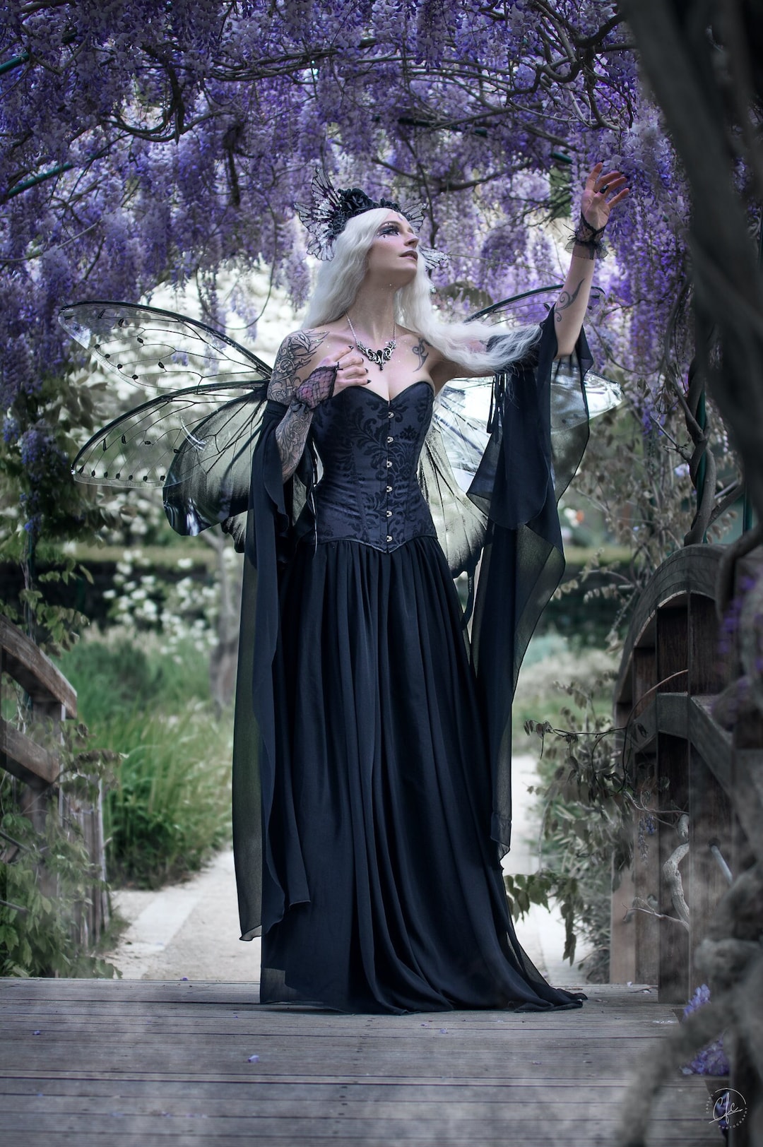 mite   fairydress ブラック Dark Fairy Sleeves Detachable Sleeves for Fantasy Gown, Corseted