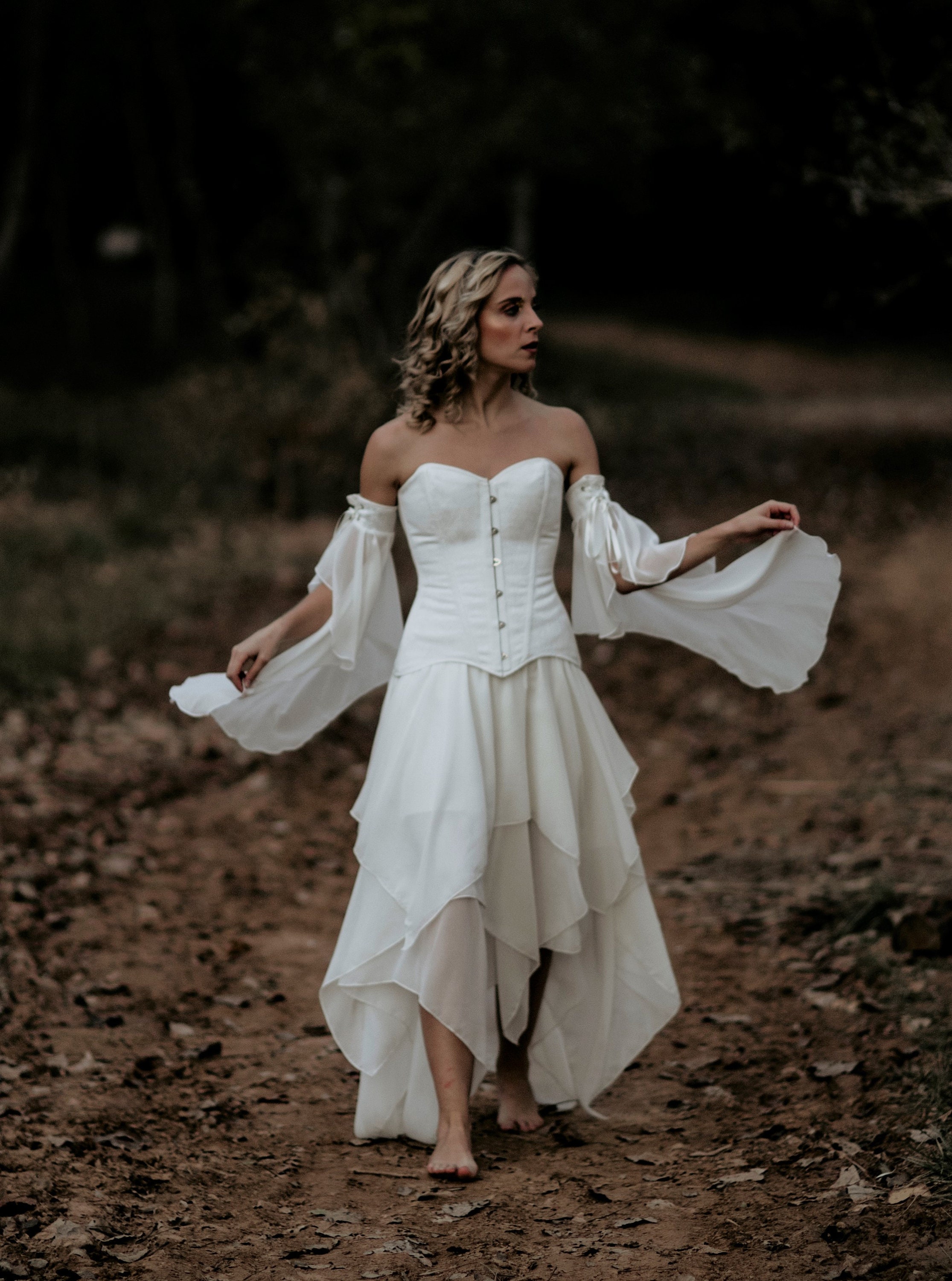 Faerie Flowy Dress with Corset, Fairytale Gown for Renfest, Ever After Cosplay, Pixie Wedding Dress, Whimsical Ball Gown for Fantasy Lover
