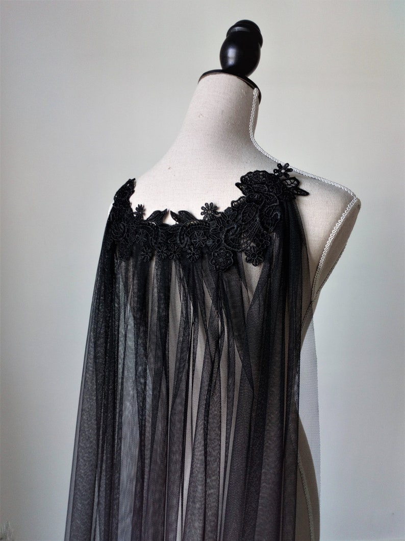 black bridal cape