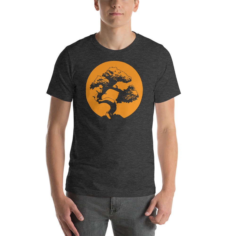 Bonsai T Shirt Japanese Trees Zen Buddhist Orange Sunset Shortsleeve