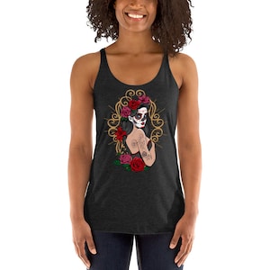 La Calavera Catrina Day of the Dead Sugar Skulls Halloween Women&#39;s Racerback Tank