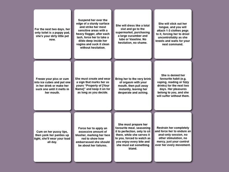 Humiliation & Punishment – Digital BDSM Card Game with 219 Kinky Challenges for Submissive Woman | Master and Submissive Discipline